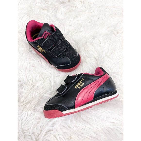 Puma Shoes Puma Roma Black Pink Toddler Infant Baby Sneakers 5
